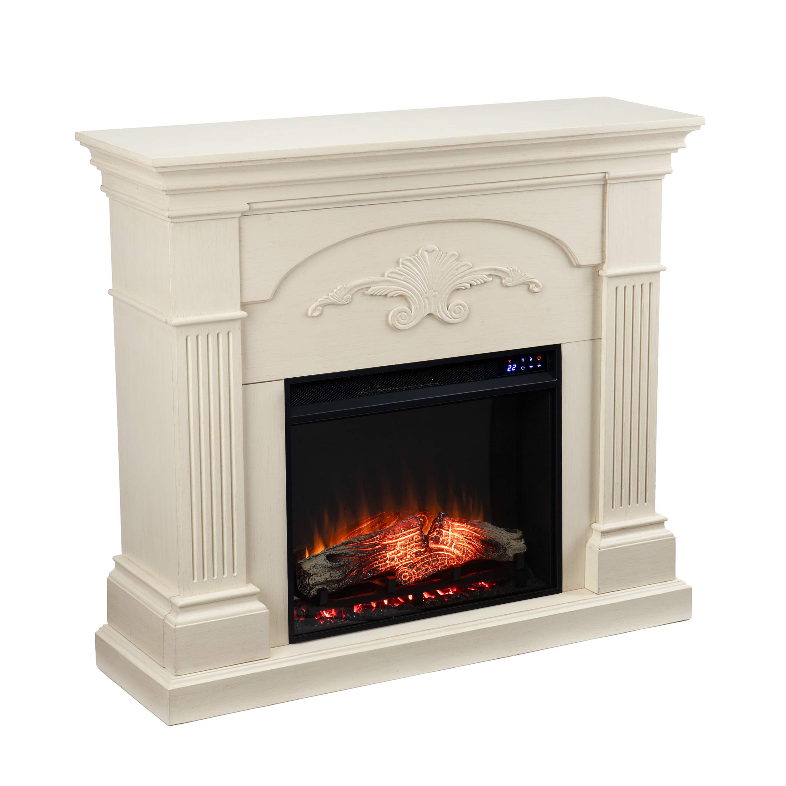 SEI Furniture Sicilian Harvest Traditional Style Electric Fireplace, New Ivory