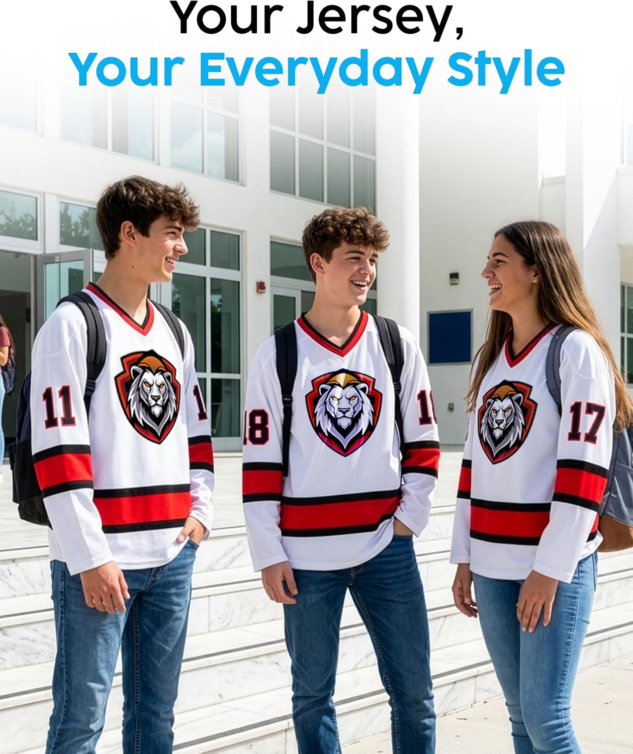 Custom Hockey Jersey - Personalized Ice Hockey Shirt with Name Number Logo, Team Practice Uniform Jerseys for Men Women Kids - Image 2