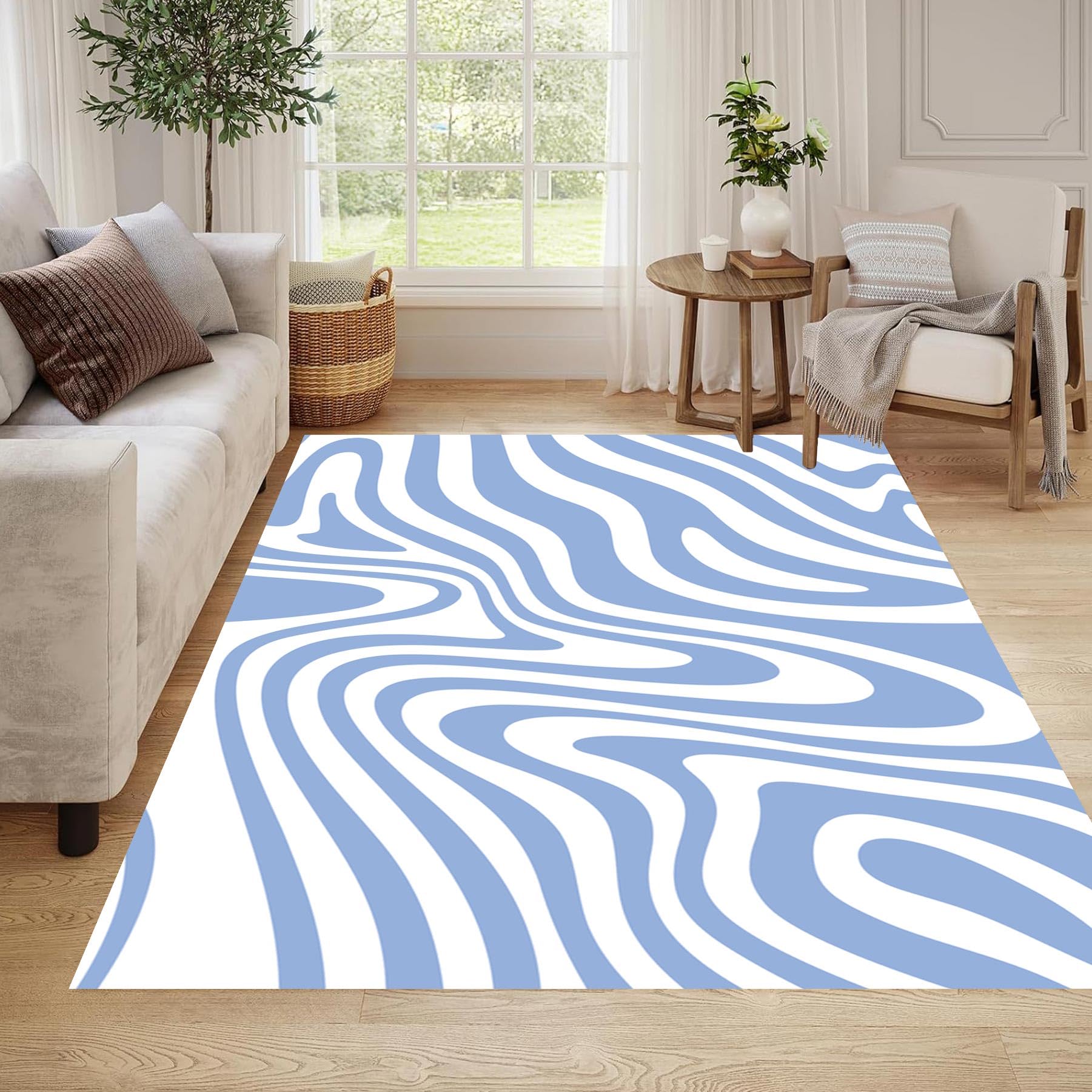 QSKXREMilk Splash Abstract Texture Crystal Velvet Area Rug 5x7ft/150x210cm Rugs for Living Room Bedroom
