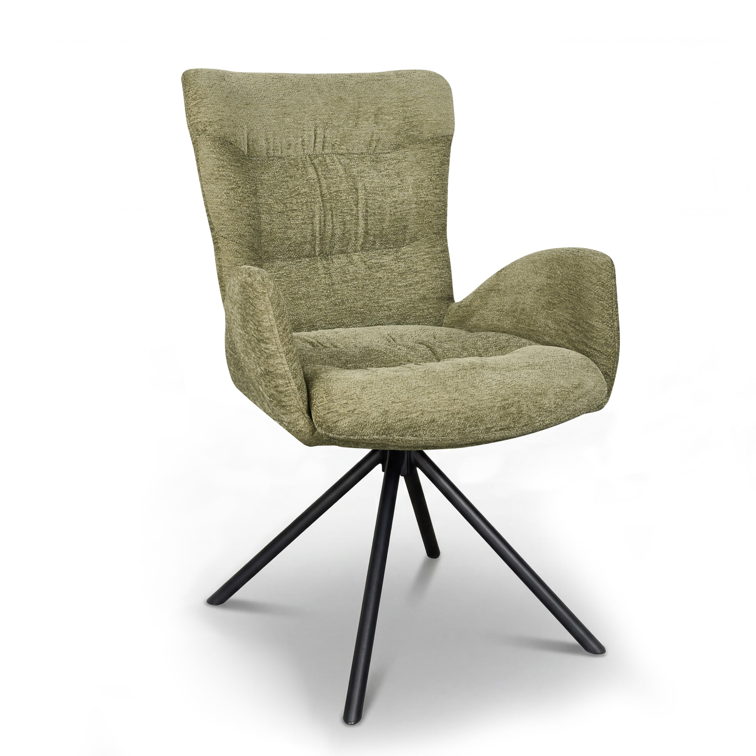 Modern Chenille Swivel Tub Chair with High Back Single Green Armchair