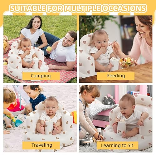 Miniatura 6 de Asiento de bebé inflable para bebés de 3 a 36 meses, silla de bebé con bomba de aire integrada, asiento de piso para bebé, asiento Bumbo para