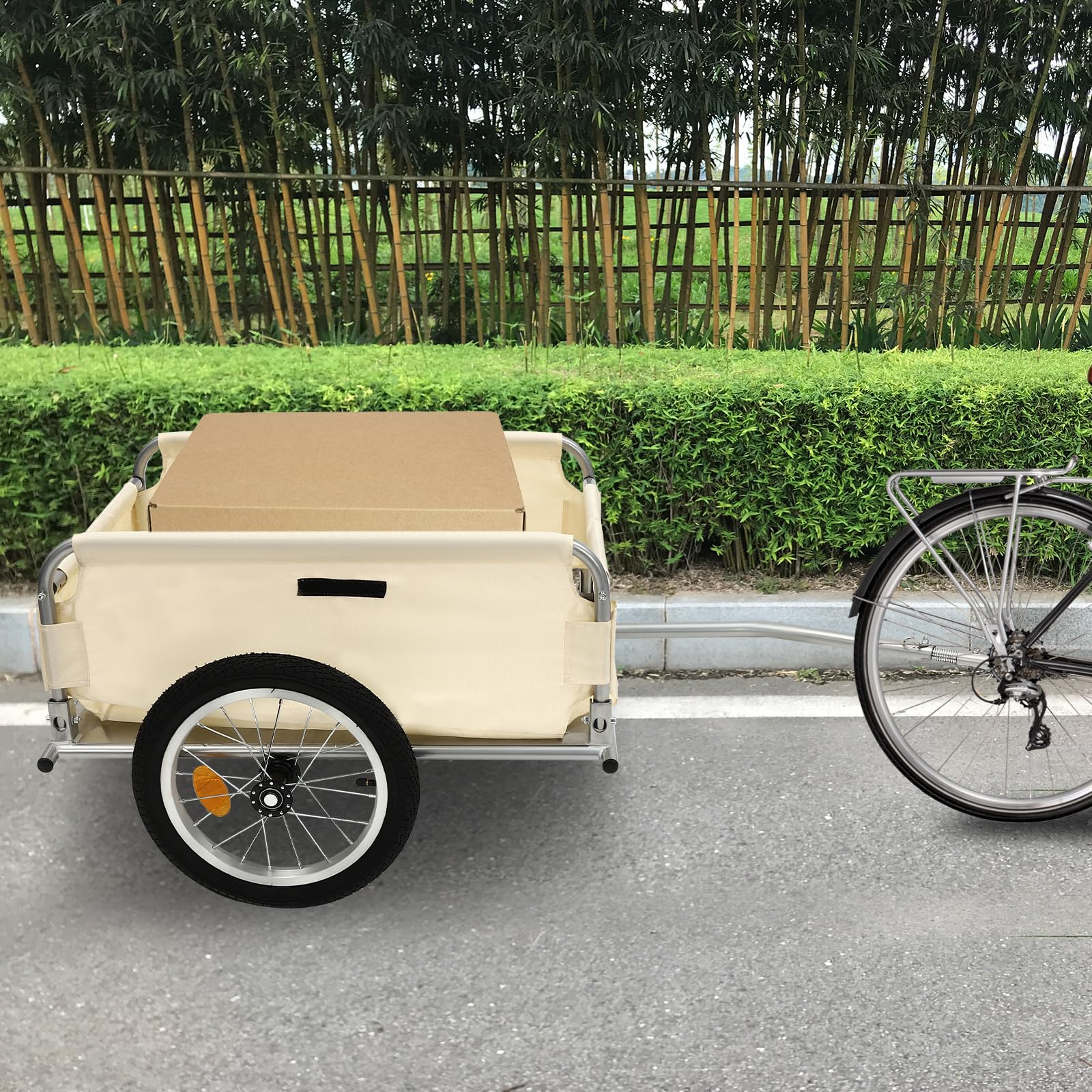 Przyczepa rowerowa, przyczepka do ładunków z uniwersalnym sprzęgłem, nośność 50 kg, składana przyczepa transportowa do rowerów górskich 24 cali/26", 52 x 69 x 27 cm