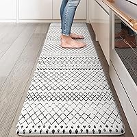 Vista 103 de KIMODE - Juego de 2 tapetes de cocina bohemios, antifatiga, antideslizantes, impermeables, ergonómicos, acolchados, cómodos, para lavandería, Rojo