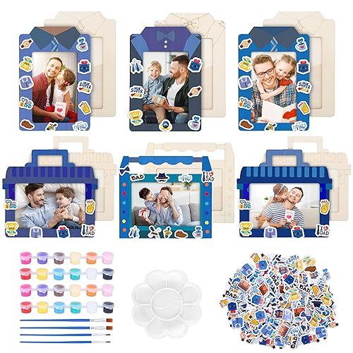 Fovths 24 Packs Father's Day Picture Frame Craft Kits Wooden