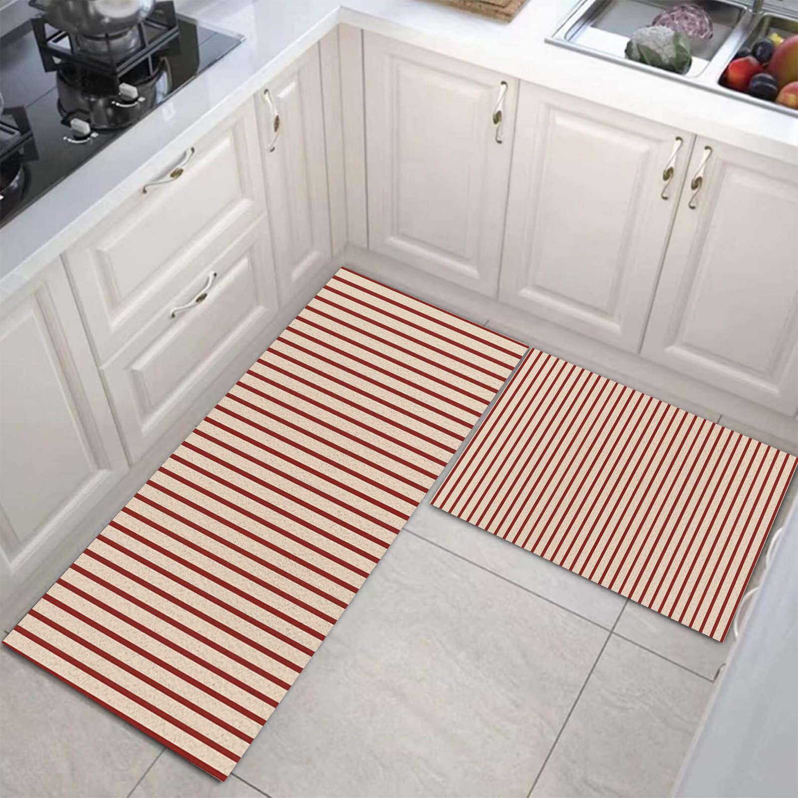 Tapis de cuisine antidérapant pour éviter les glissades lot crème