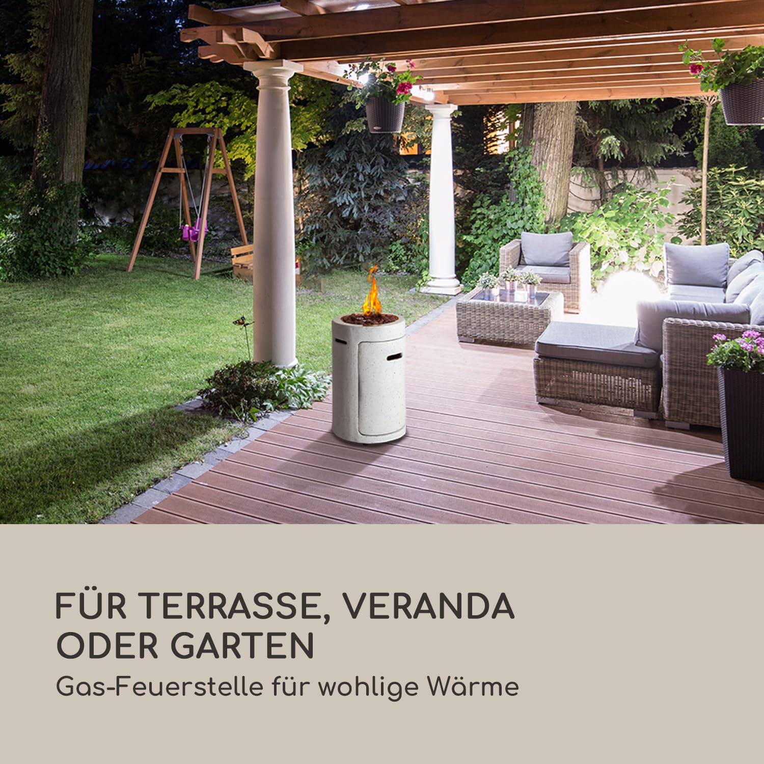 Blumfeldt Crete Gas-Feuerstelle 13 kW Edelstahl 360° FireView Flüssiggas