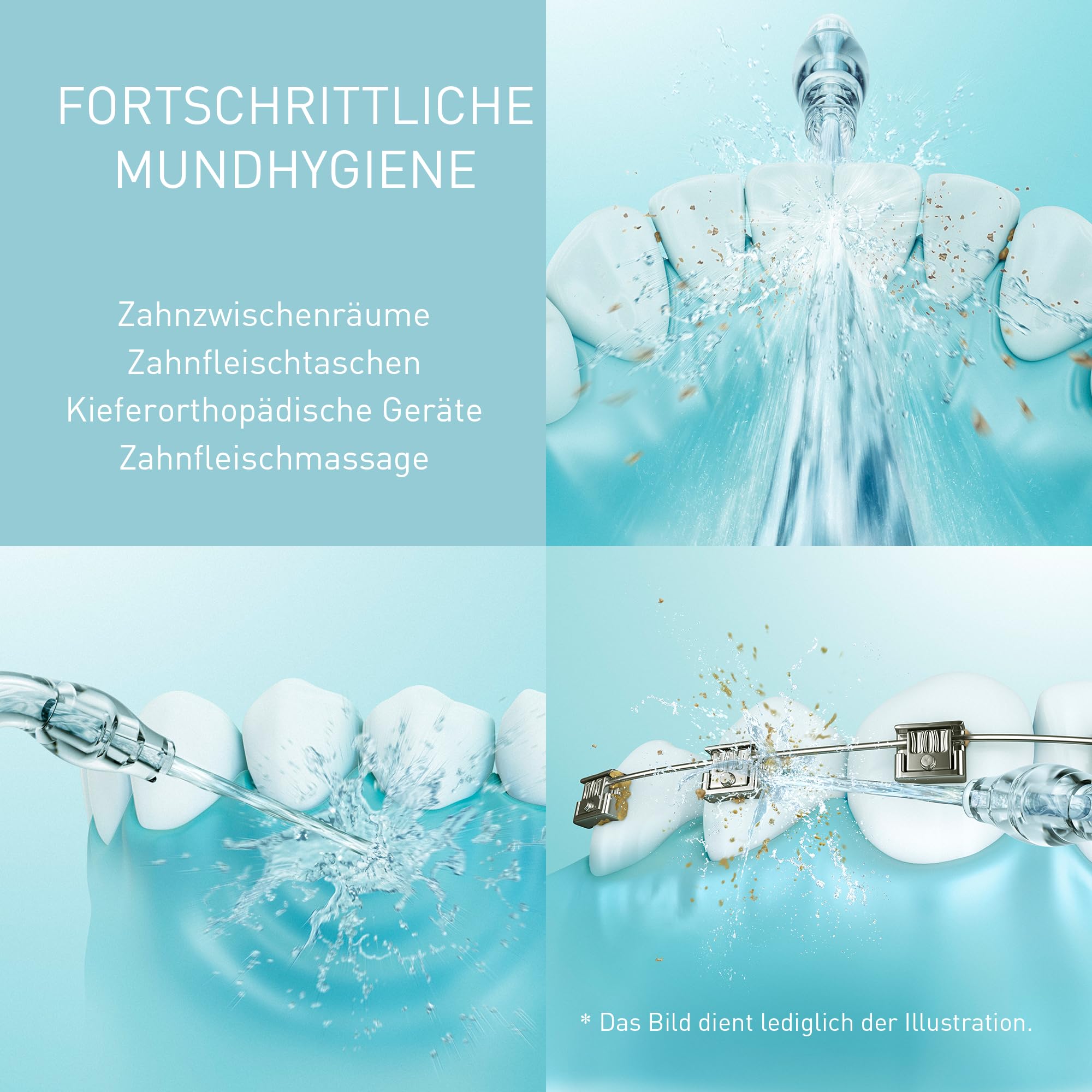 Panasonic Series 600 Ultraschall-Munddusche EW-DJ67-W303, Zahndusche, Munddusche kabellos, 200 ml, IPX7, 2 Ultraschalldüsen, 1 kieferorthopädische & 1 Zungenreinigungsdüse, 5 Wasserdruckstufen, Weiß