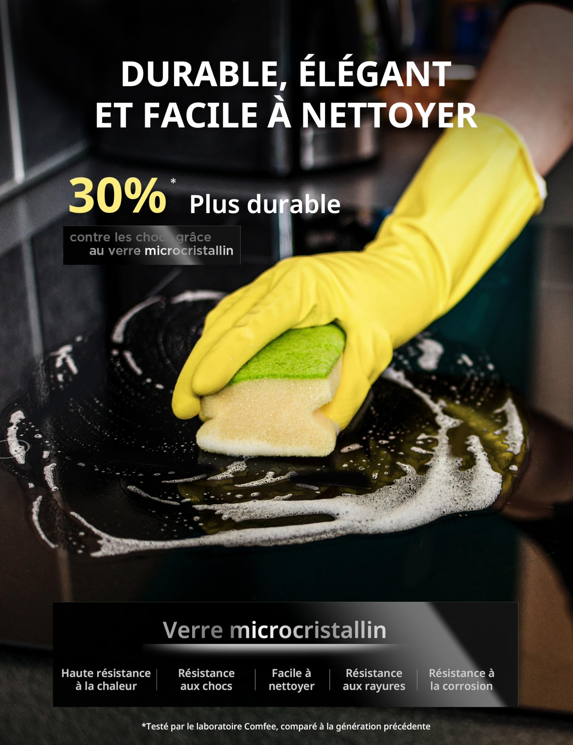 COMFEE' CIH351D257K0 Table de Cuisson à Induction Encastrable 2 Zones, 9 Niveaux de Puissance, Fonction Boost, Commande Tactile