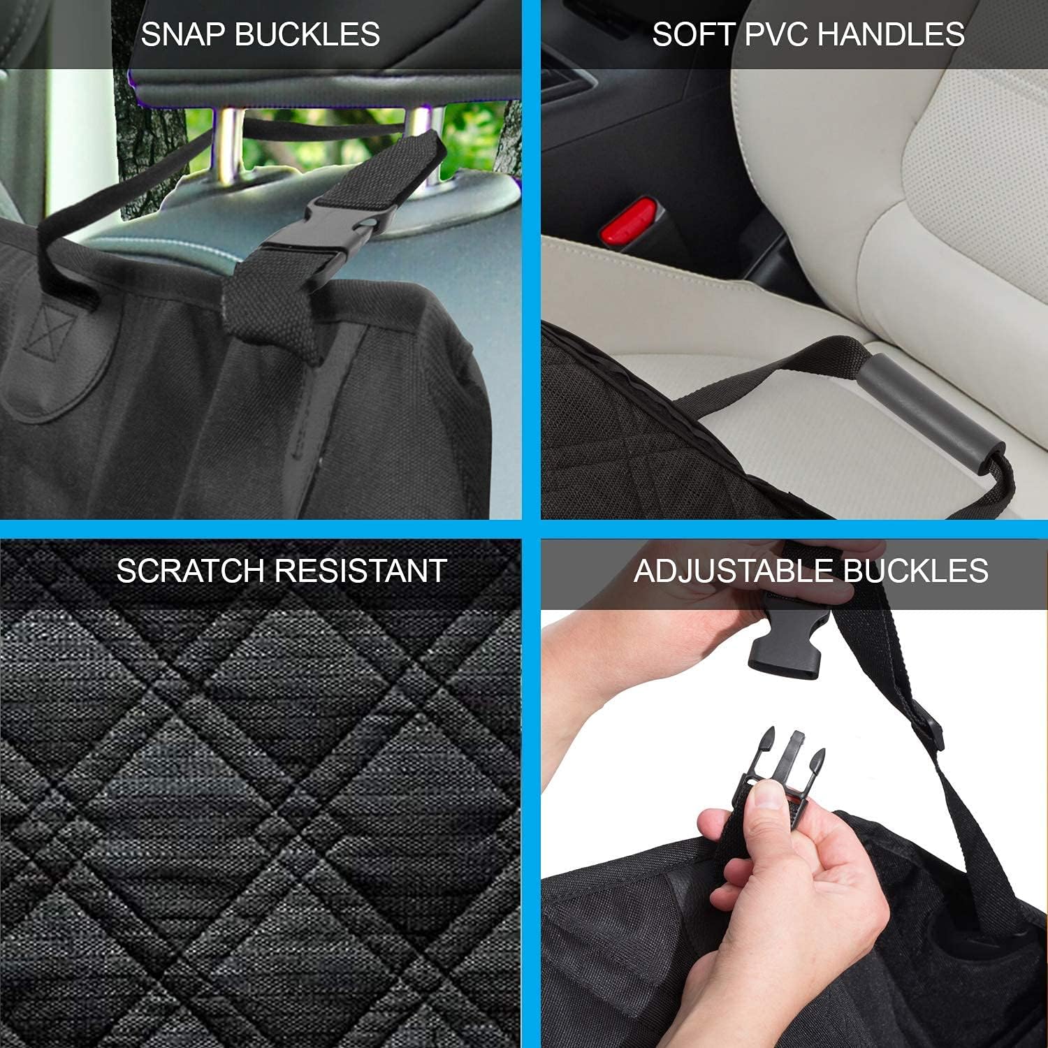 Dog Car Seat Cover Hammock Pet Seat Cover Protector for Cars Truck & SUV 100% Waterproof - Machine Washable - Durable Dirt Leak Proof Heavy Duty Material Seat Belt Leash Included Special Design