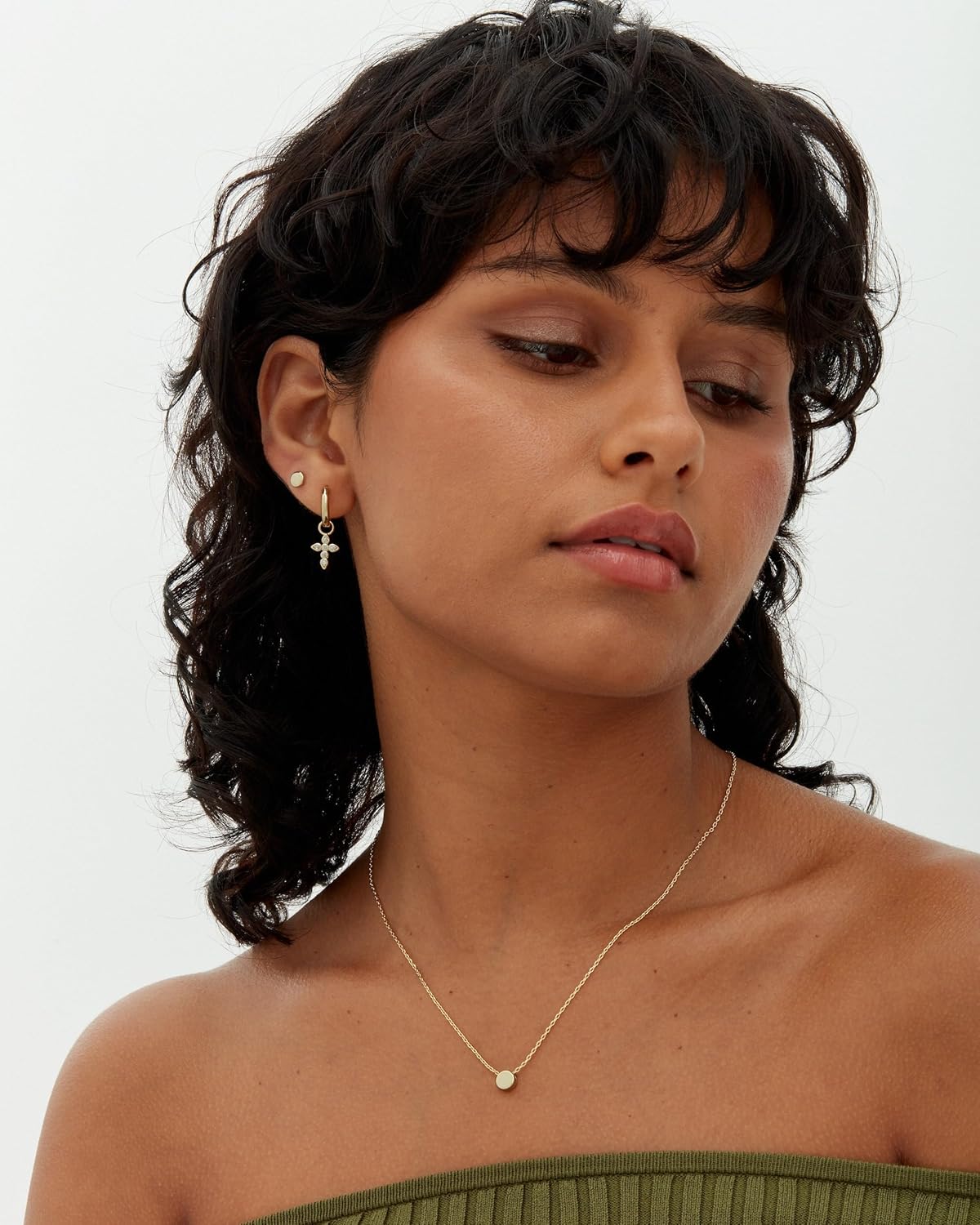 PAVOI 14K Gold Plated S925 Sterling Silver Post Lightweight Drop Dangle Huggie Hoop Earrings for Women | Star, Lock, Pearl, Cross, Lightening, Coin | Dainty Earrings - Image 4