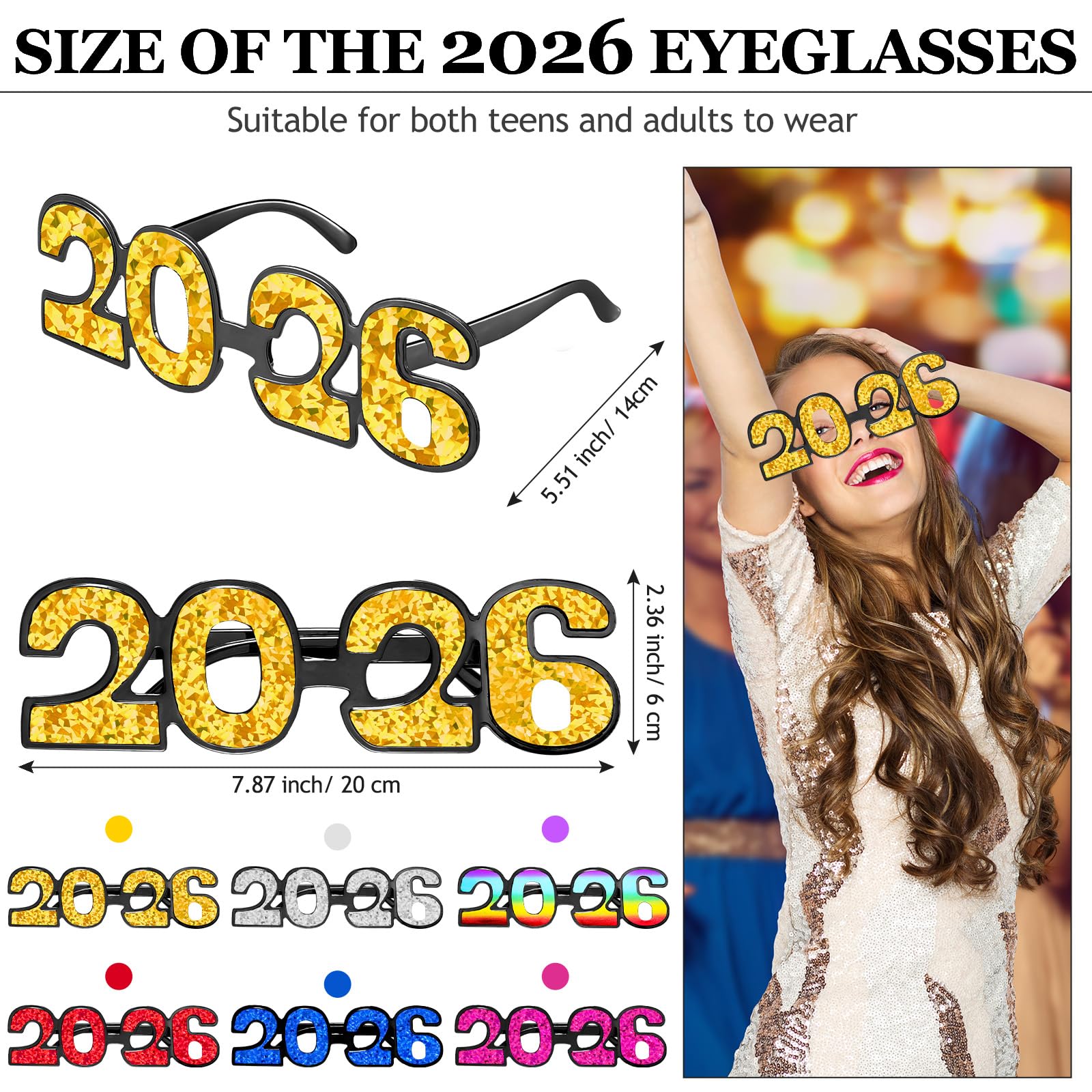Snapklik Com Kanayu 6 Pairs 2026 Glitter New Year Eve Glasses 2026 8159O7 0VxL 