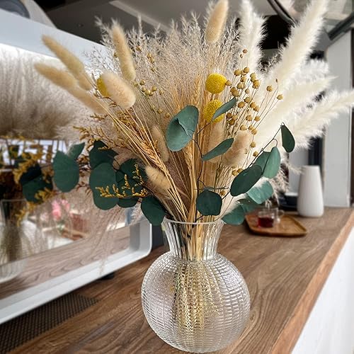 HHfutime 87 piezas de hierba seca de las pampas decoración bohemia para el hogar, flores secas de eucalipto, ramo de flores bohemias para decoración