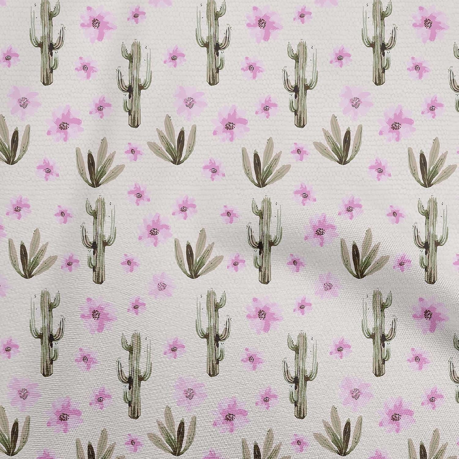 oneOone Cotton Flex Light Green Fabric Cactus Quilting Supplies Print Sewing Fabric By The Yard 40 Inch Wide-38