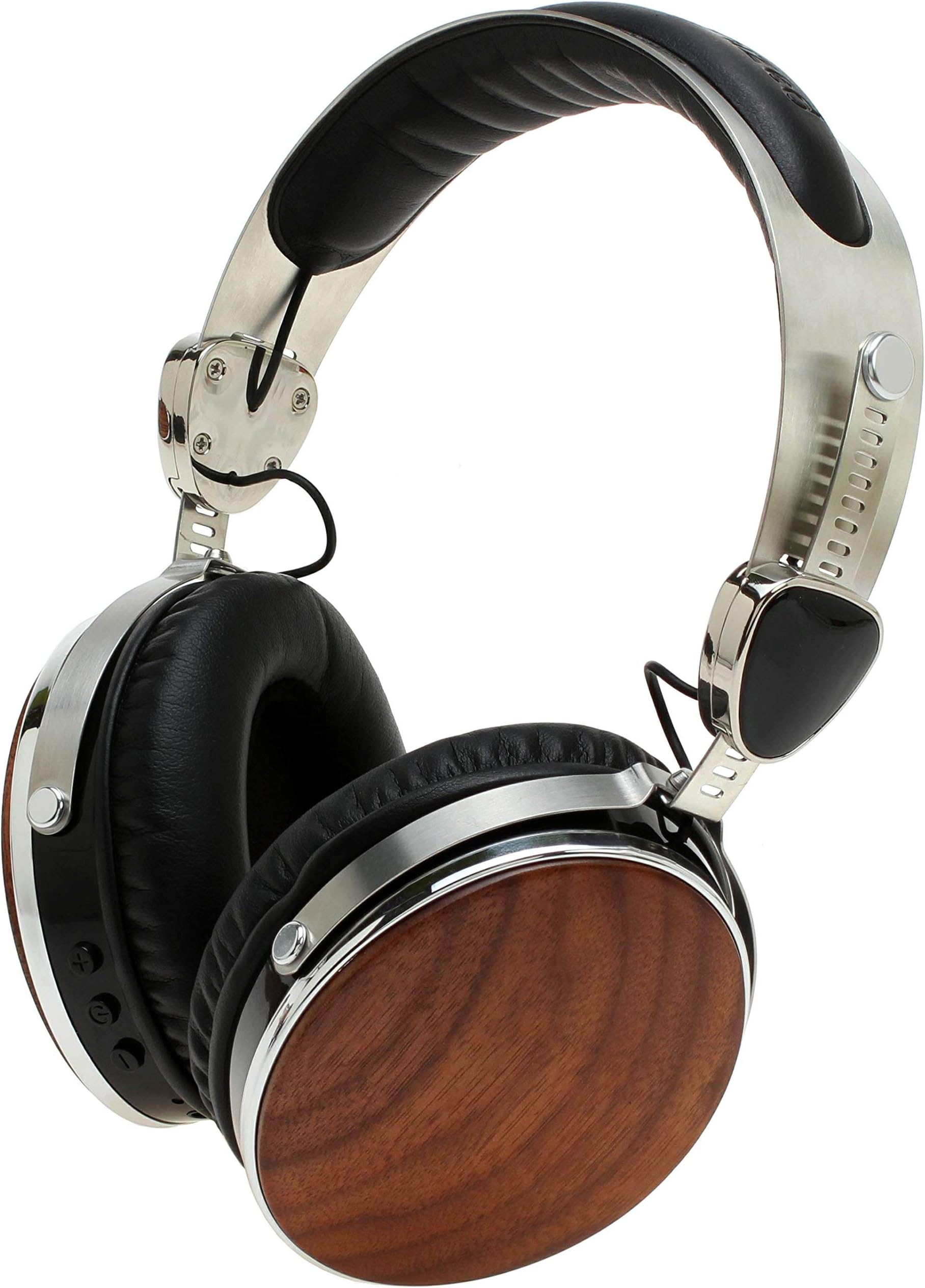 Symphonized Wraith 2.0 Bluetooth Genuine Wood Wireless Headphones with 3.5mm Cable Included for Wired Use (Walnut)