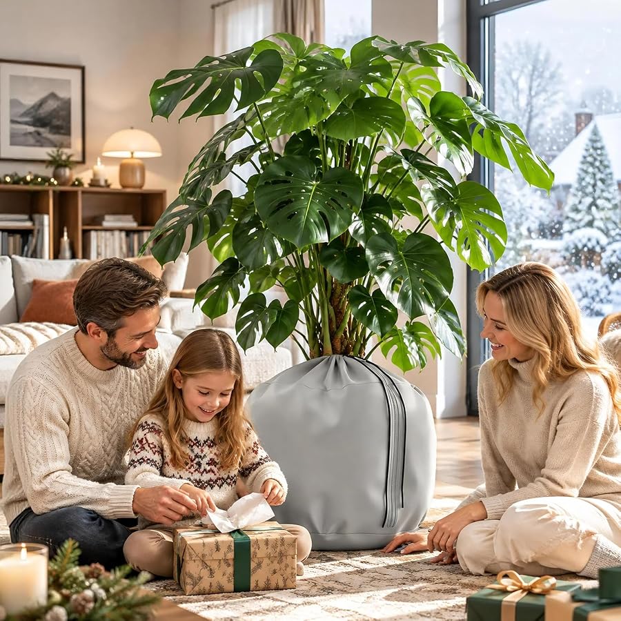 2Stück Winterschutz für Kübelpflanzen,H 50 cm x Ø 45 CM,Thermo Topfschutz | 4-Lagiger Winterschutz Kübelpflanzen mit Aluminiumfolie,Reißverschluss und Kordelzug.Schützt Wurzeln vor Frost Schnee, Bild 7