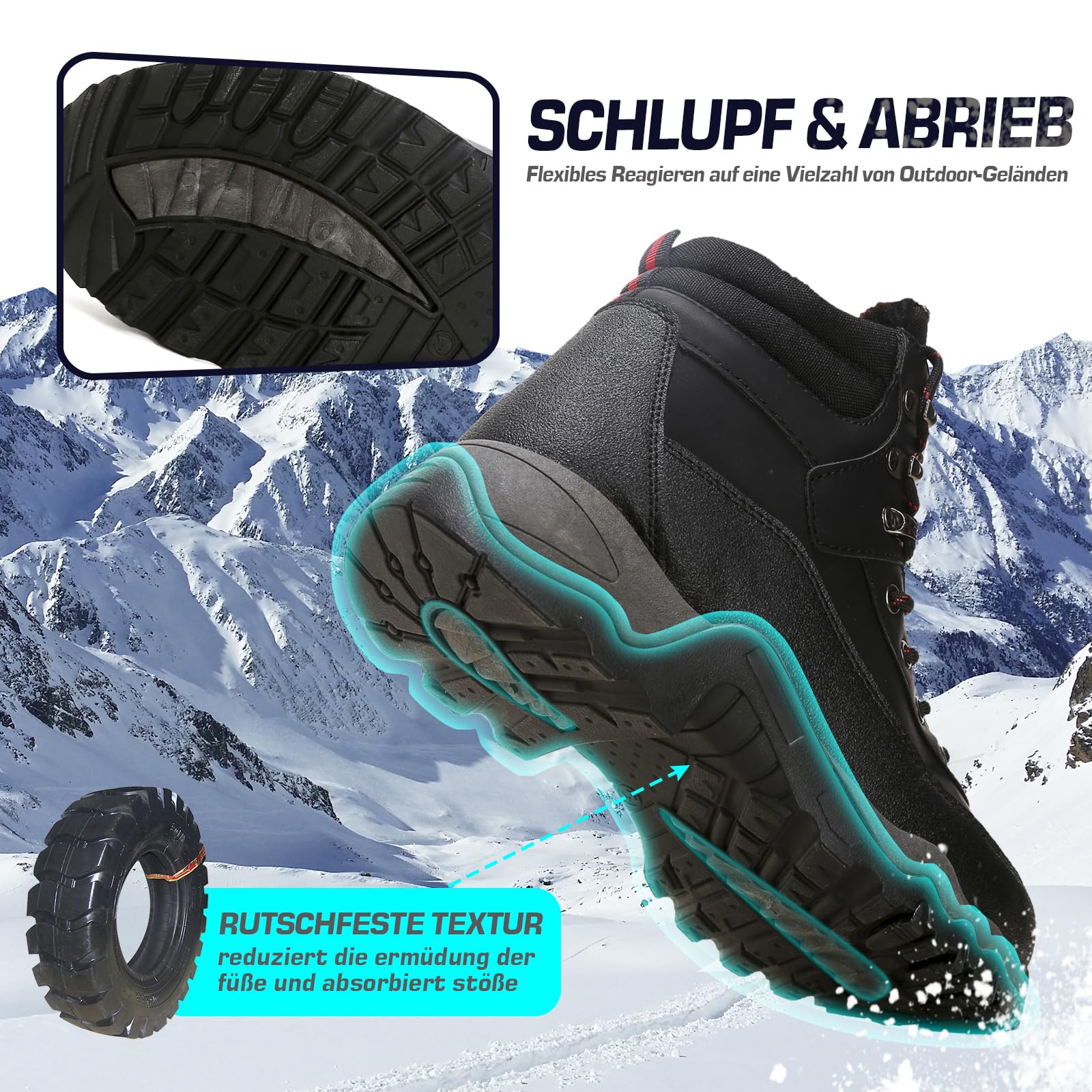 Stivali da Neve Uomo Classici Antiscivolo, Stivali da Invernal Impermeabili Foder Caldo Imbottiti, Scarpe da Neve Calde Comode Pelliccia Alti