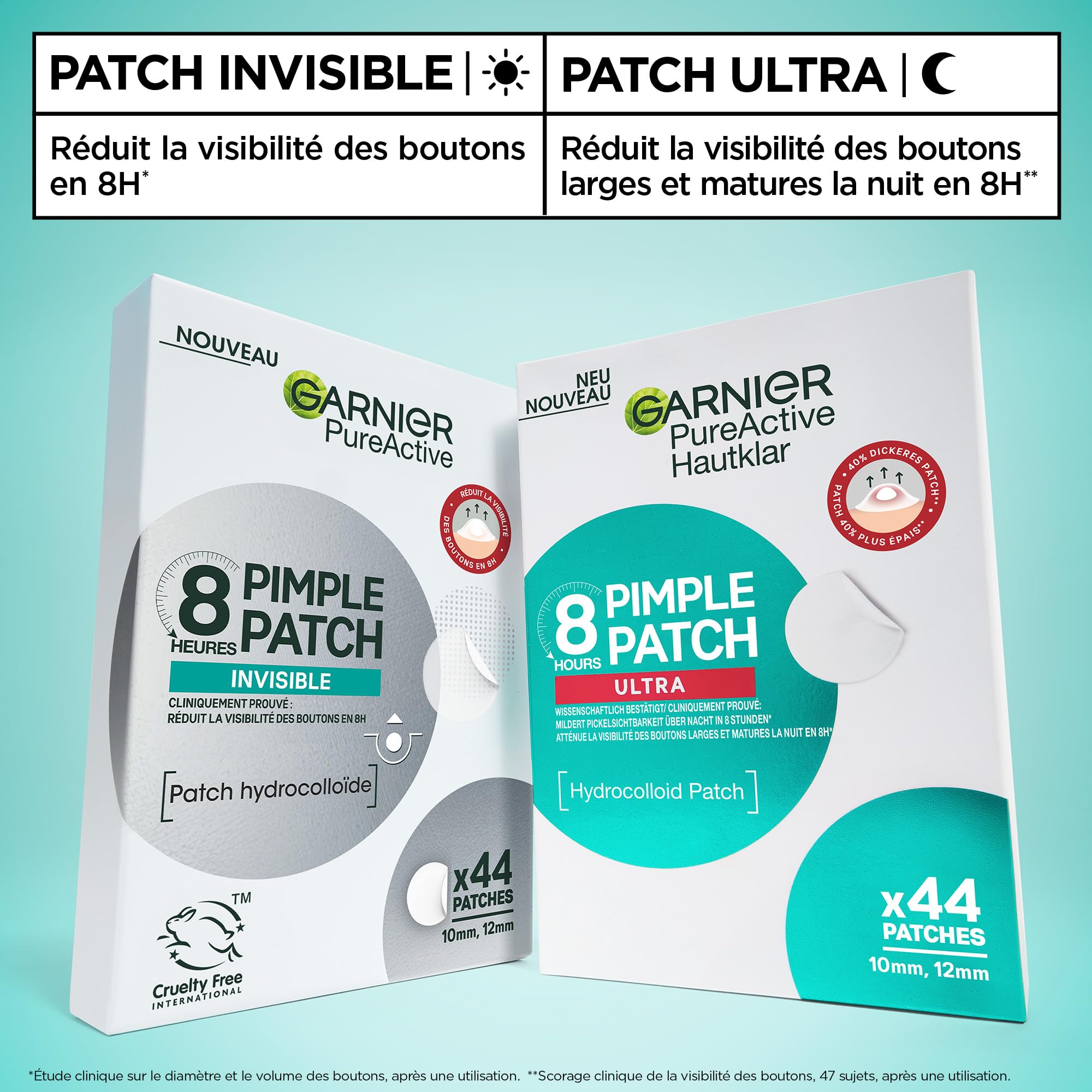 Garnier Pimple Patch 8 ore ULTRA Garnier Pure Active 44 Pezzi - CLINICAMENTE TESTATI: Riducono la visibilità dei brufoli, anche i più grossi. Uso notturno, efficaci in 8 ore