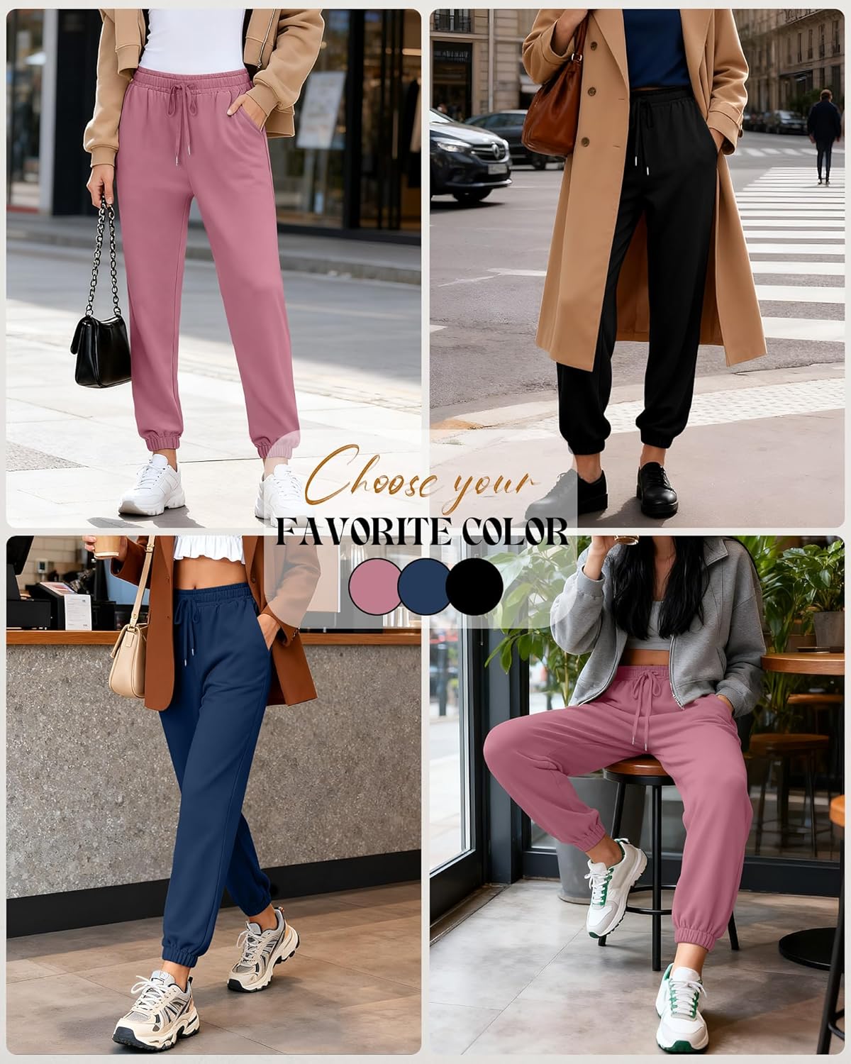 3 Pack Women's Sweatpants with Pockets, Drawstring Lounge Athletic Joggers Casual Yoga Workout Sweat Pants - Image 3