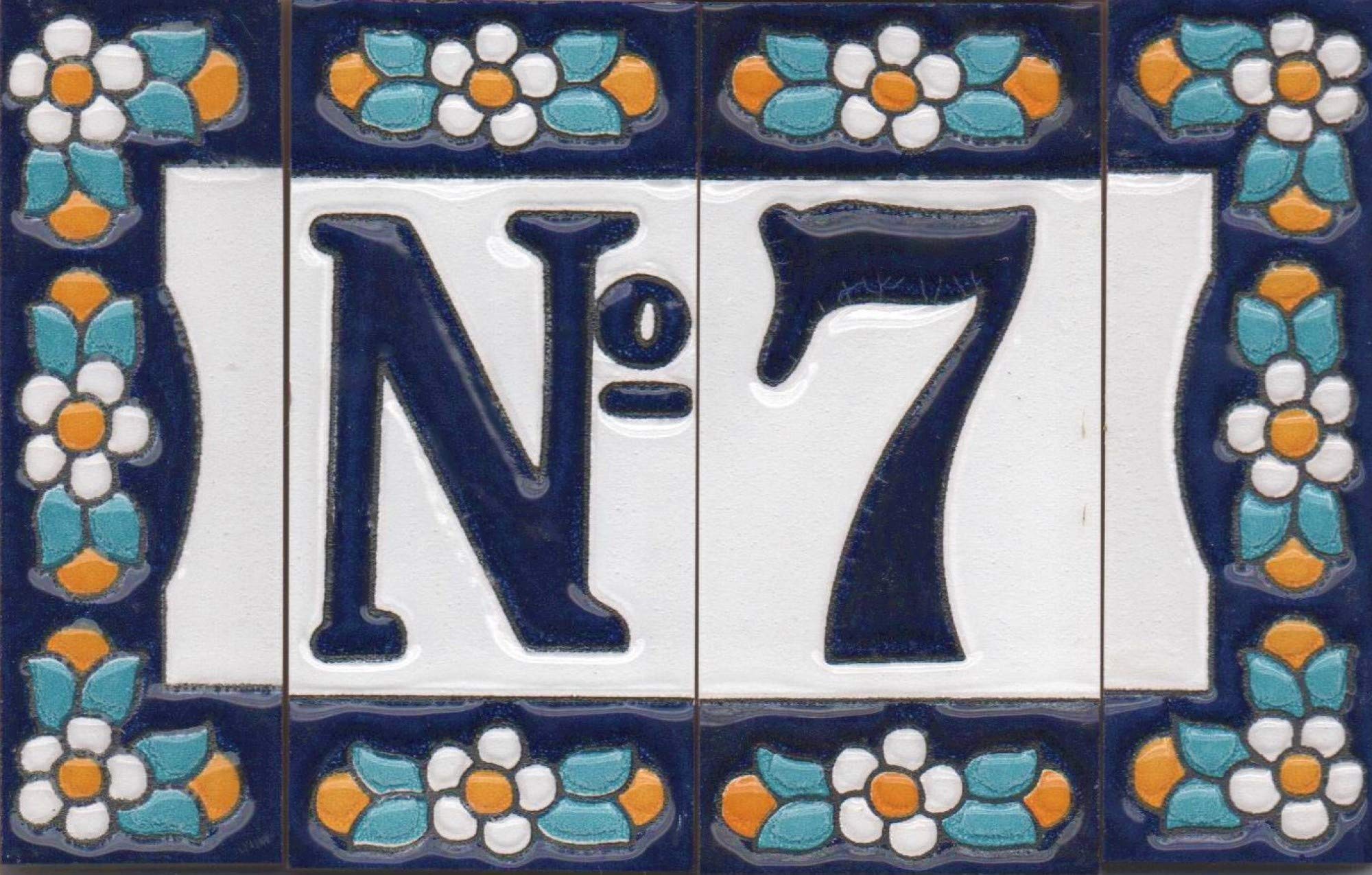 Piastrelle Ceramica Numeri E Lettere - Decorazione Floreale Blu Per Personalizzare Casa - Foto 12