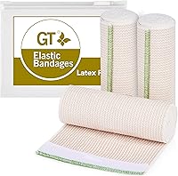 Vista 24 de GT Vendaje elástico premium (paquete de 2 unidades de 6 pulgadas) – Sujetadores de velcro en ambos extremos – Rollo de compresión hipoalergénico sin