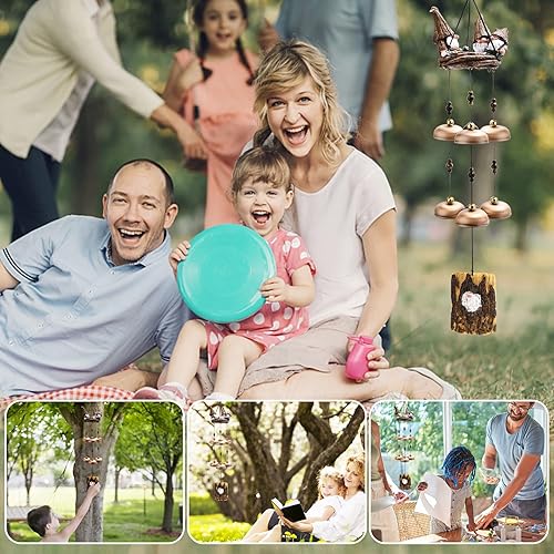 Miniatura 5 de Campanas de viento para exteriores, campanillas de viento de gnomo con 6 campanas más grandes para mamá, papá, hija, regalo de mujer, campanillas de