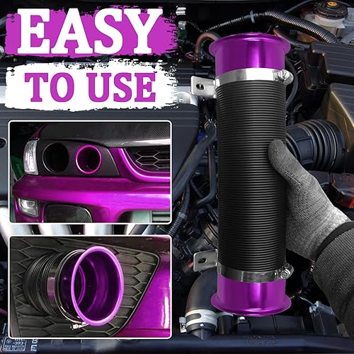 Miniatura 10 de Conducto de admisión del tubo de admisión, 3 pulgadas2.992 in Tubo de entrada de frío de aluminio universal para automóvil automotriz- Rojo