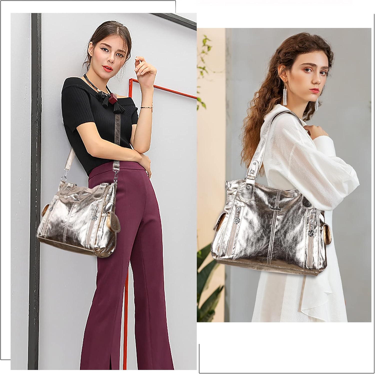 Angel Kiss Handbags for Womens Top-Handle Hobo Purse Roomy Casual Shoulder Bags PU Tote Satchel Purse for Women - Image 2