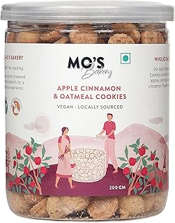 Apple Cinnamon & Oatmeal Cookies, 200gms | Healthy Cookies | Healthy Snacks | Wholesome Snacking | Vegan, 100% Natural & Preservatives Free