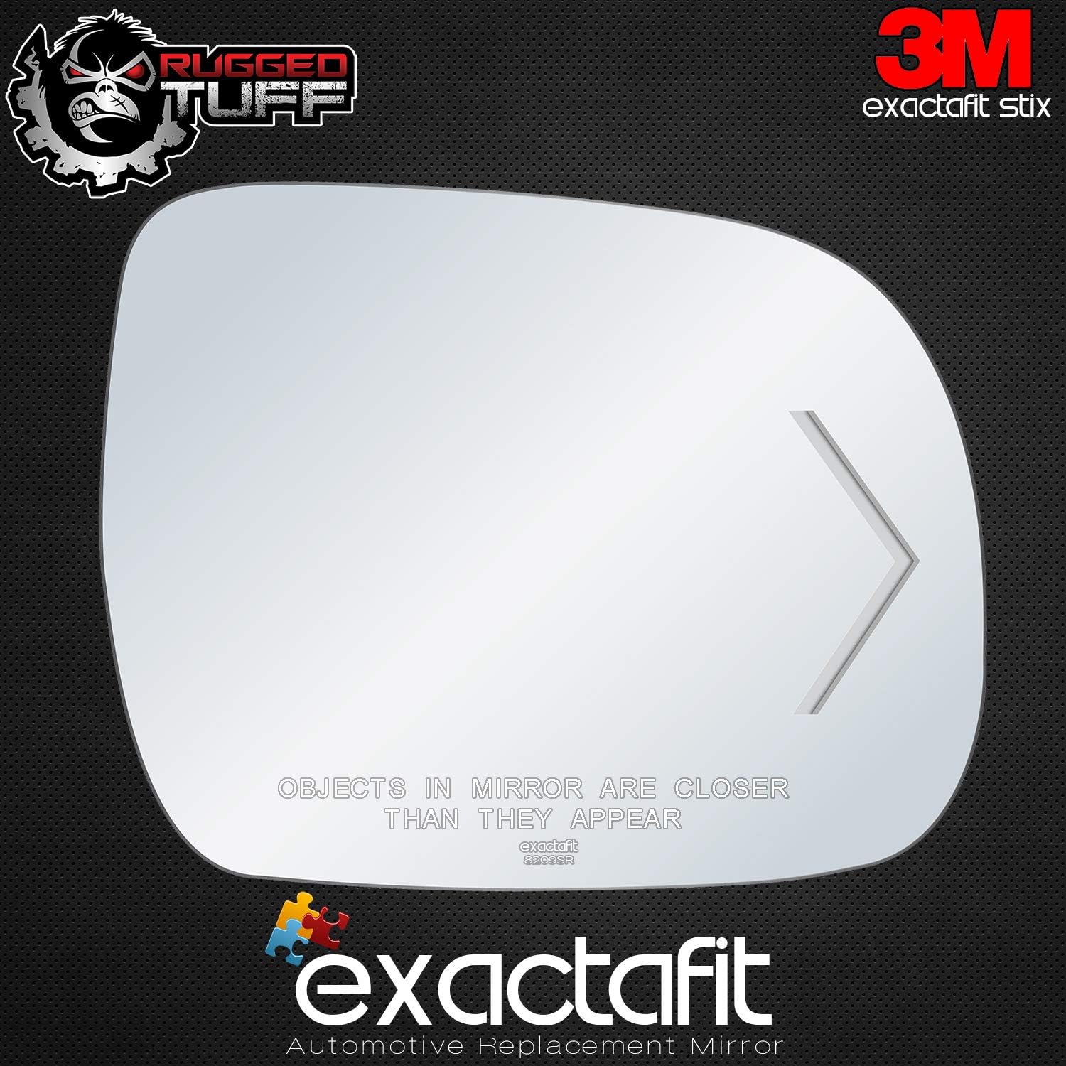 exactafit 8209SR Passenger Side Mirror Glass Replacement Repair With Turn Signal Arrow Compatible With 2006 2007 2008 2009 2010 Toyota Sienna