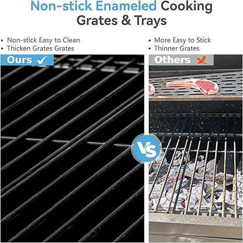 Miniatura 6 de GREEN PARTY Parrilla de carbón de barril con mesas auxiliares, espacio de cocción de 794 pulgadas cuadradas, parrilla grande de carbón con 2