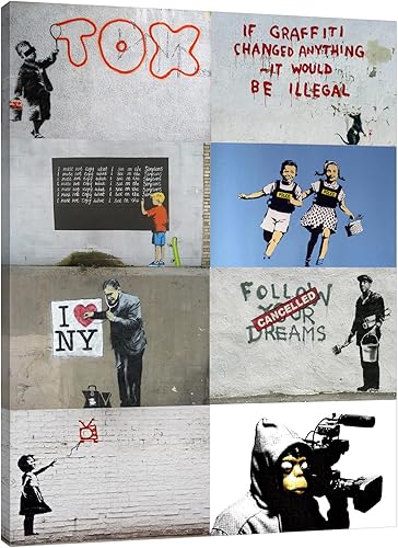 Miniatura 10 de Jaxson Rea Lienzo envuelto en galería de globos retro de Banksy B, 24 x 36 pulgadas Rosa salmón,Chica Globo: Verano De