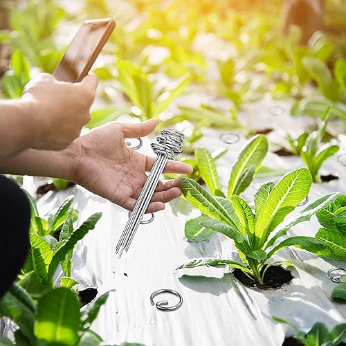 Miniatura 3 de 100 grapas de paisaje de 6 pulgadas, pasadores de paisaje gruesos de calibre 12 con 1 levantador de uñas para asegurar la barrera de malezas de tela