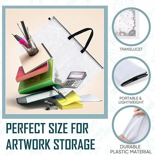 Miniatura 3 de Cunno Bolsa de cartera de arte de 24 x 36 pulgadas, bolsa de almacenamiento para pósteres grandes, bolsas con cremallera y asa, organizador de arte,