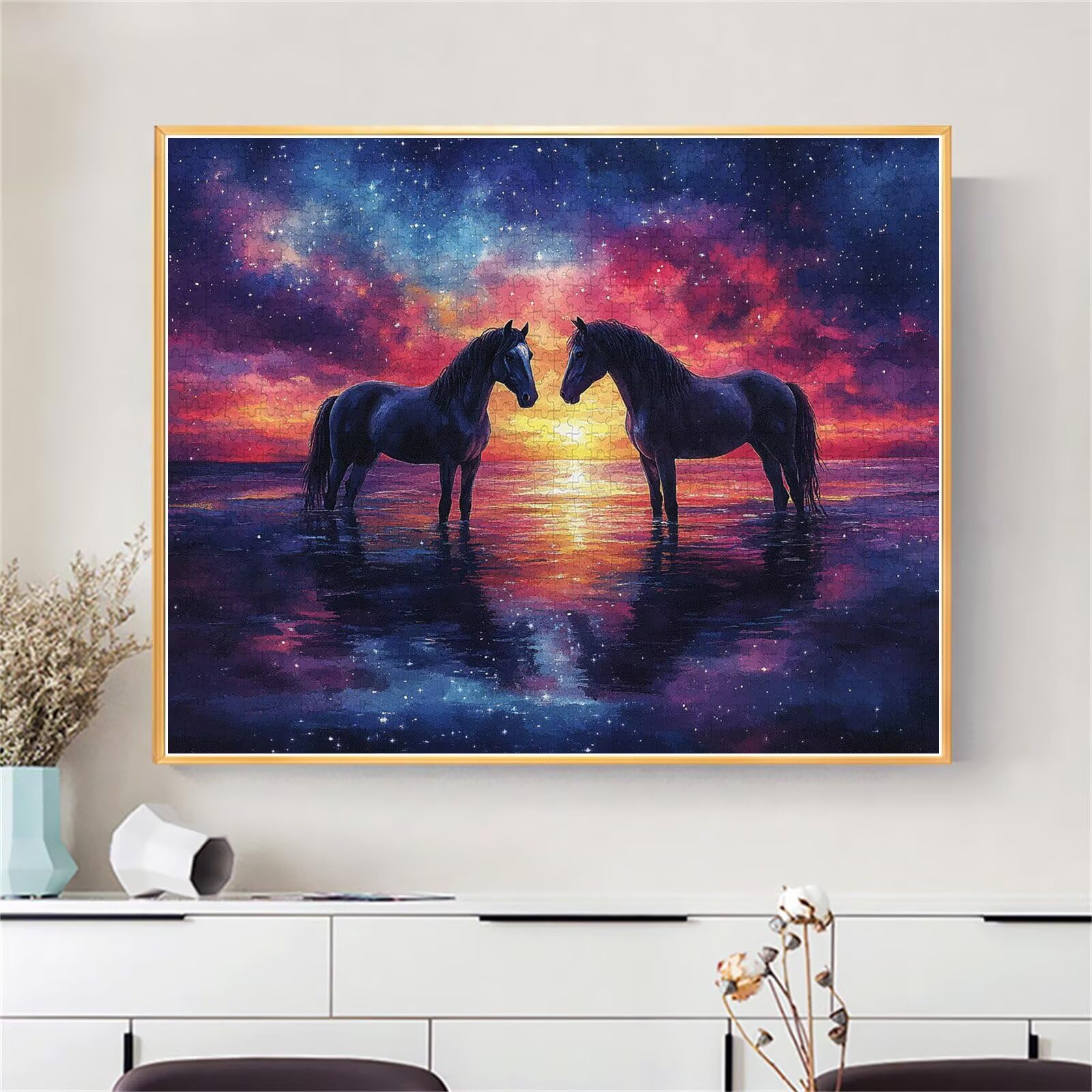 Pferd Puzzle für Erwachsene Kinder Anspruchsvoll 5000 Teile Impossible Klassische Puzzles Schwer Sternenhimmel ab 8 9 10 Jahre für Mädchen Jungen Jigsaw Kunst Educa, für Geschenke 105x156cm t-633