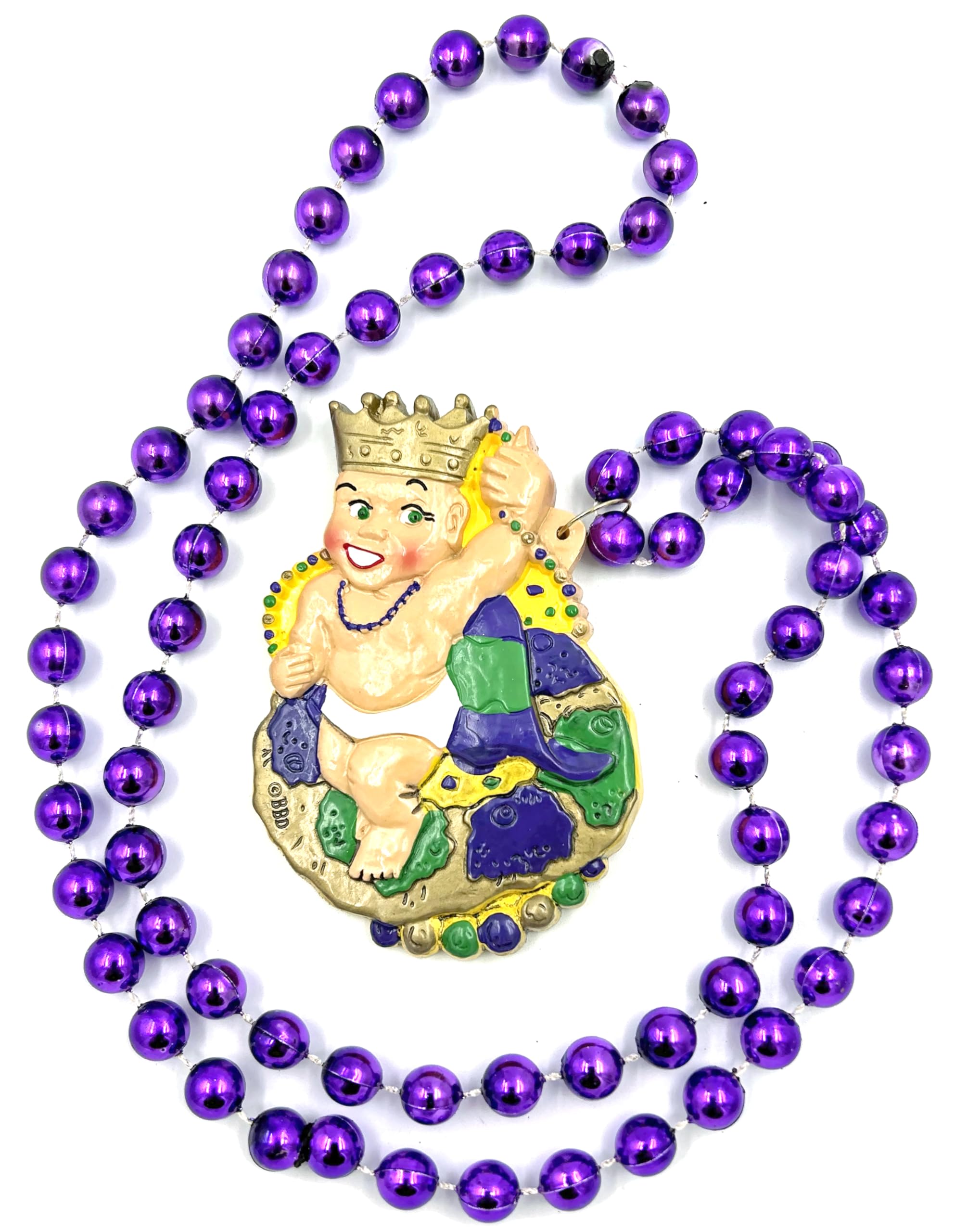 Mardi Gras Cake Baby Bead Necklace Cajun Carnival Festival New Orleans