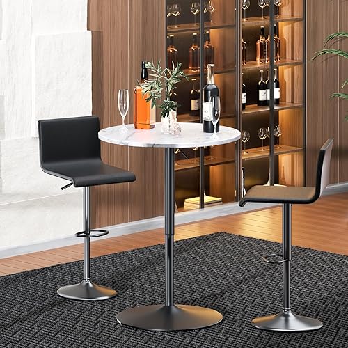 Miniatura 17 de MoNiBloom Mesa de pub bistro con barra redonda de 27.5 a 36 pulgadas, mesa de cóctel ajustable en altura con mesa de 23.5 pulgadas para comedor
