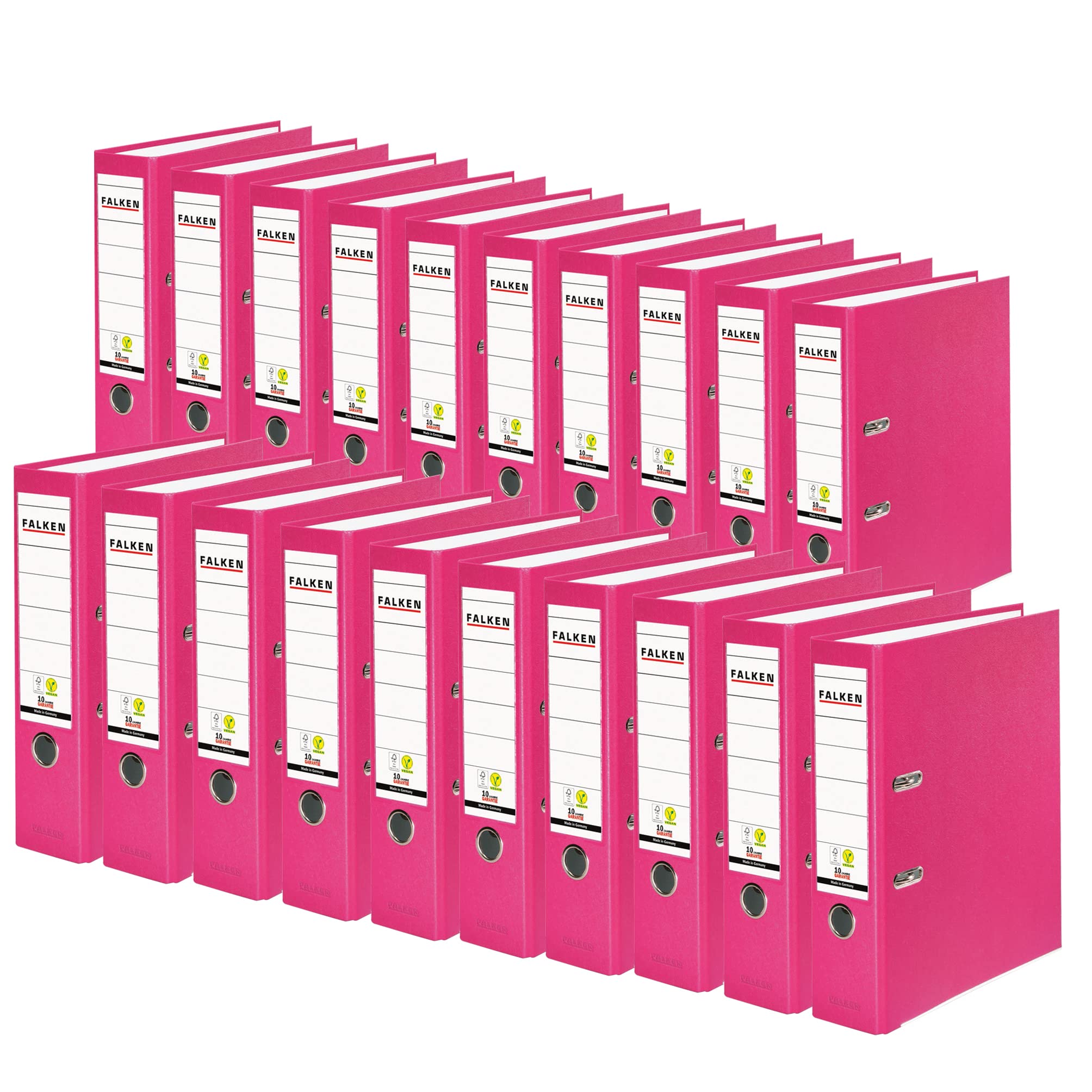 Exacompta - Ref 11286747007F - FALKEN - Vegan PP Lever Arch Files - Suitable for A4 Documents, 80mm Spine , Spine Label, Metal Finger Hole - Pink (Pack of 20) โ image 1