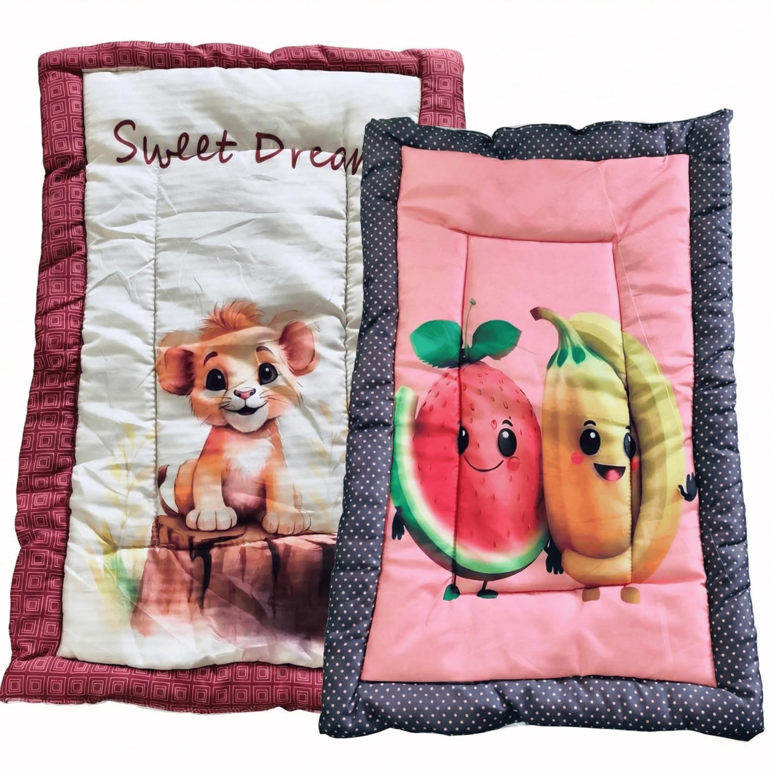 Kryone Collection New Born Baby Godadi Pack of 2 & 5 Combo Set Soft Cotton godi| Godari | Baby Bed | Crib Sheet | Cartoon Mat Baby Godadi | Bedding Set | Multicolor (2, Rose)