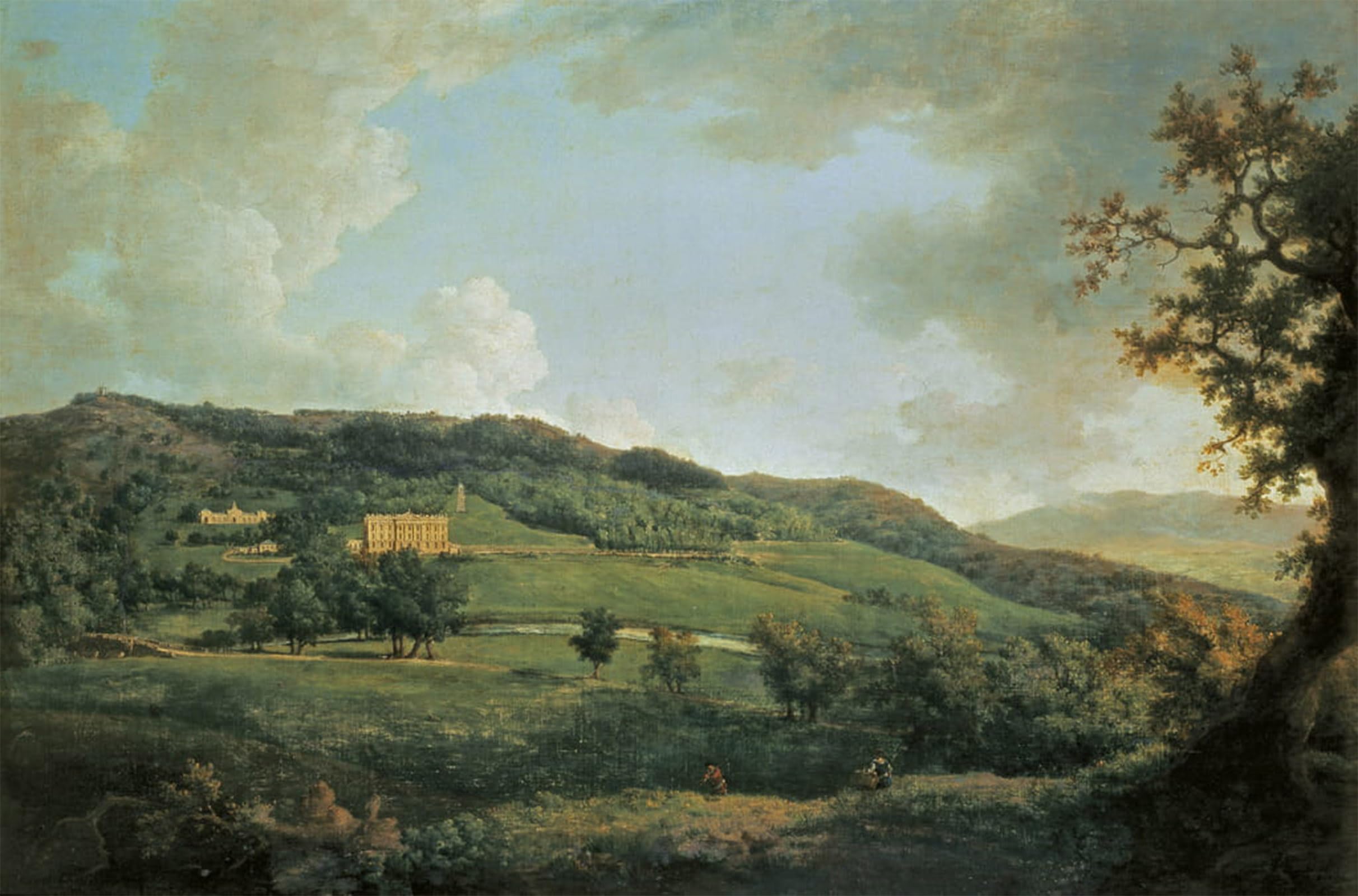PSVDCTOO Vintage Art Canvas Murals Picture Wall Art a View of Chatsworth by William Marlow HD Canvas Art for Office Decor 60x90cm