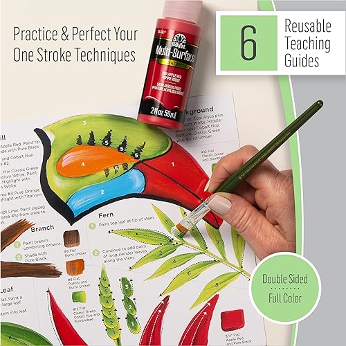 Miniatura 7 de FolkArt Birds & Blossoms - Kit de acrílico de un solo trazo de 2 onzas, juego de 32 piezas que incluye 12 pinturas multisuperficie, 10 pinceles, 6
