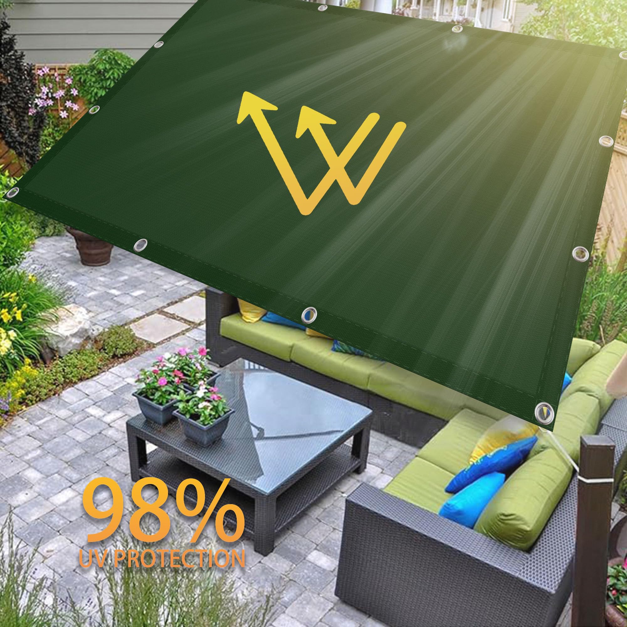 sonnensegel 100 x 250 Nach Maß cm Wasserdicht Rechteckig Sonnenschutz Premiumpolyeste für Außenbereich, Garten, Camping, Terrasse, Dunkelgrün We're getting Ranked 3v3 MINI Color:Wet Cement