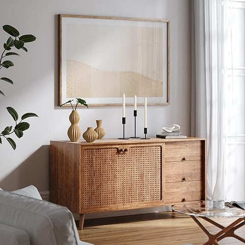 Miniatura 4 de Torre & Tagus Anna - Jarrón de cerámica de piedra arenisca con ranuras texturizadas, jarrón redondo bulboso hecho a mano para flores con diseño