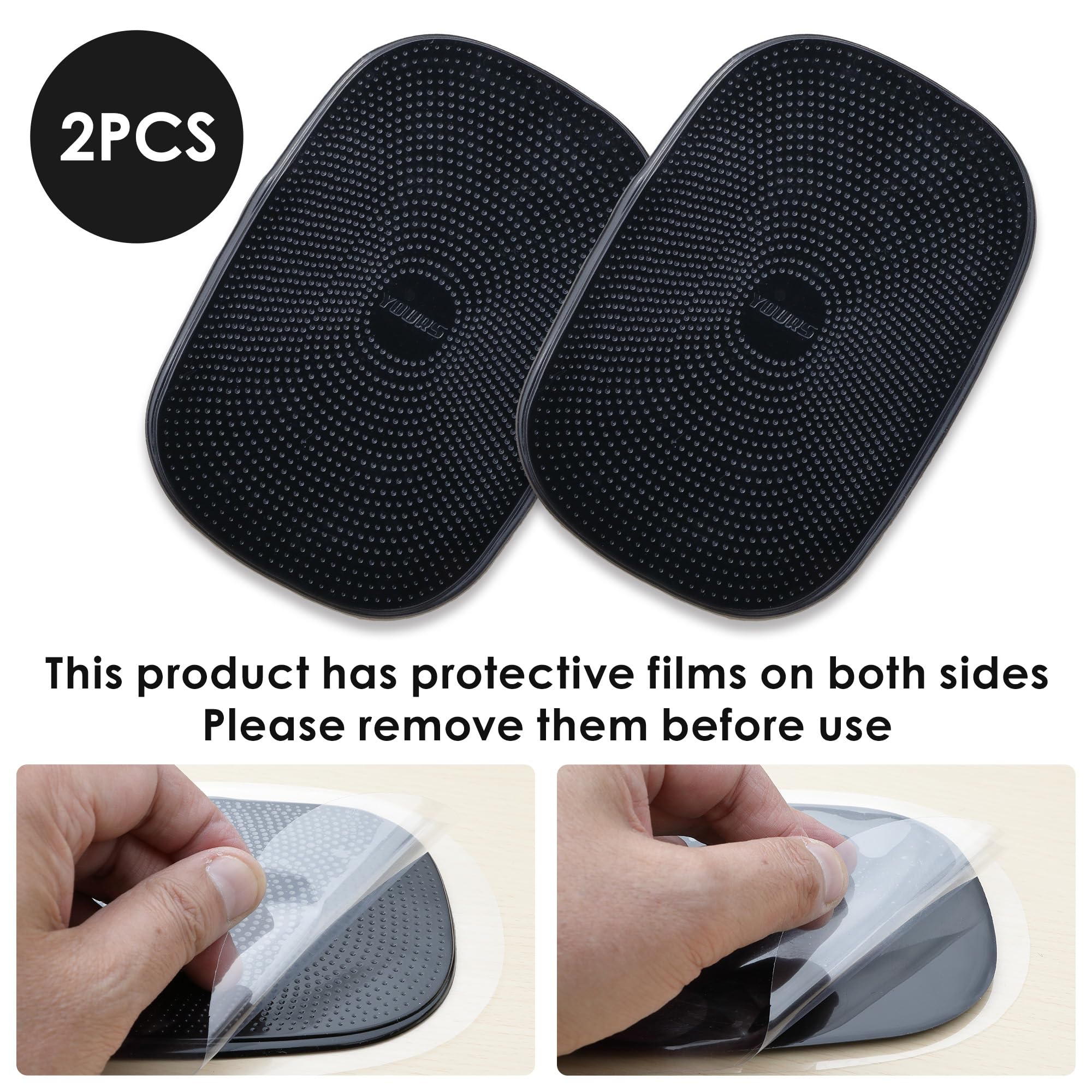 Car Dashboard Non Slip Mat Phone Holders For Your Car, Anti-slip Mat For Dashboard, Air Freshener, Mirror, Sunglasses, Keychain, Coin Holder | Car Accessories | Black | 2PCS - Japan Import