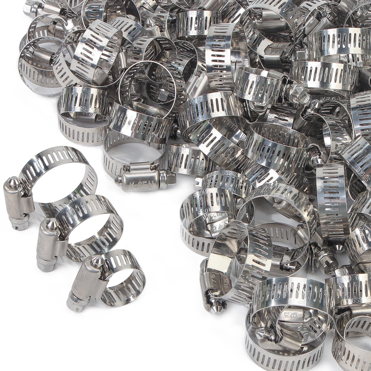 LTWFITTING 11-20mm 14-27mm 17-32mm Edelstahl 316 Schlauchschellen-Set, verstellbare Schraubband-Schellen für Automobilkühler, Kraftstoffleitungen, Sanitärinstallationen und Ladeluftkühler(60 Stück)