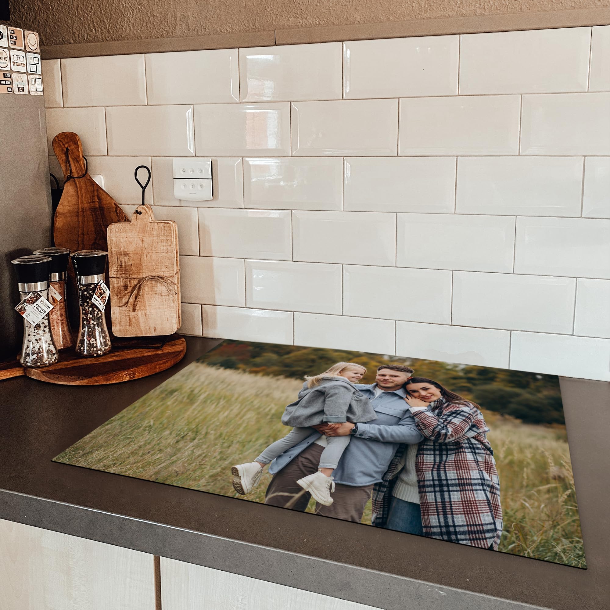KitchenYeah© Herdabdeckplatte Personalisiert Einteilig Küche Abdeckplatte für Ceranfeld Abdeckung Induktionskochfeld Aufrollbare Matte dein Foto - Bild - 52L x 60B cm