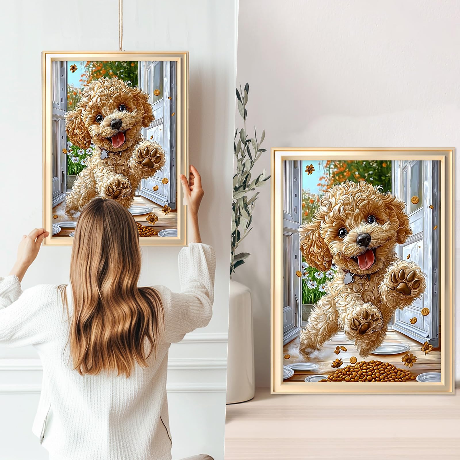 QENSPE Diamond Art Kits for Adults DIY Diamond Painting Poodle Puppy, Round Full Drill - Image 4