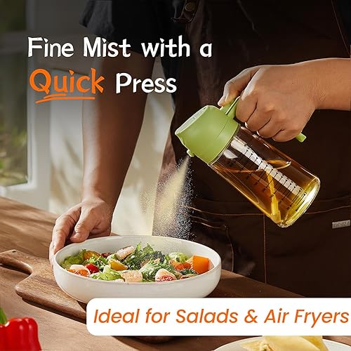 Miniatura 25 de TrendPlain Pulverizador de aceite de oliva de vidrio de 16 oz/15.9 fl oz para cocinar, botella dispensadora de aceite de oliva 2 en 1 para Negro