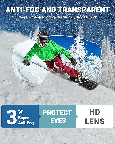 Miniatura 4 de OutdoorMaster  Gafas de esquí para snowboard con cubierta, OTG, anti-empañamiento para hombres y mujeres