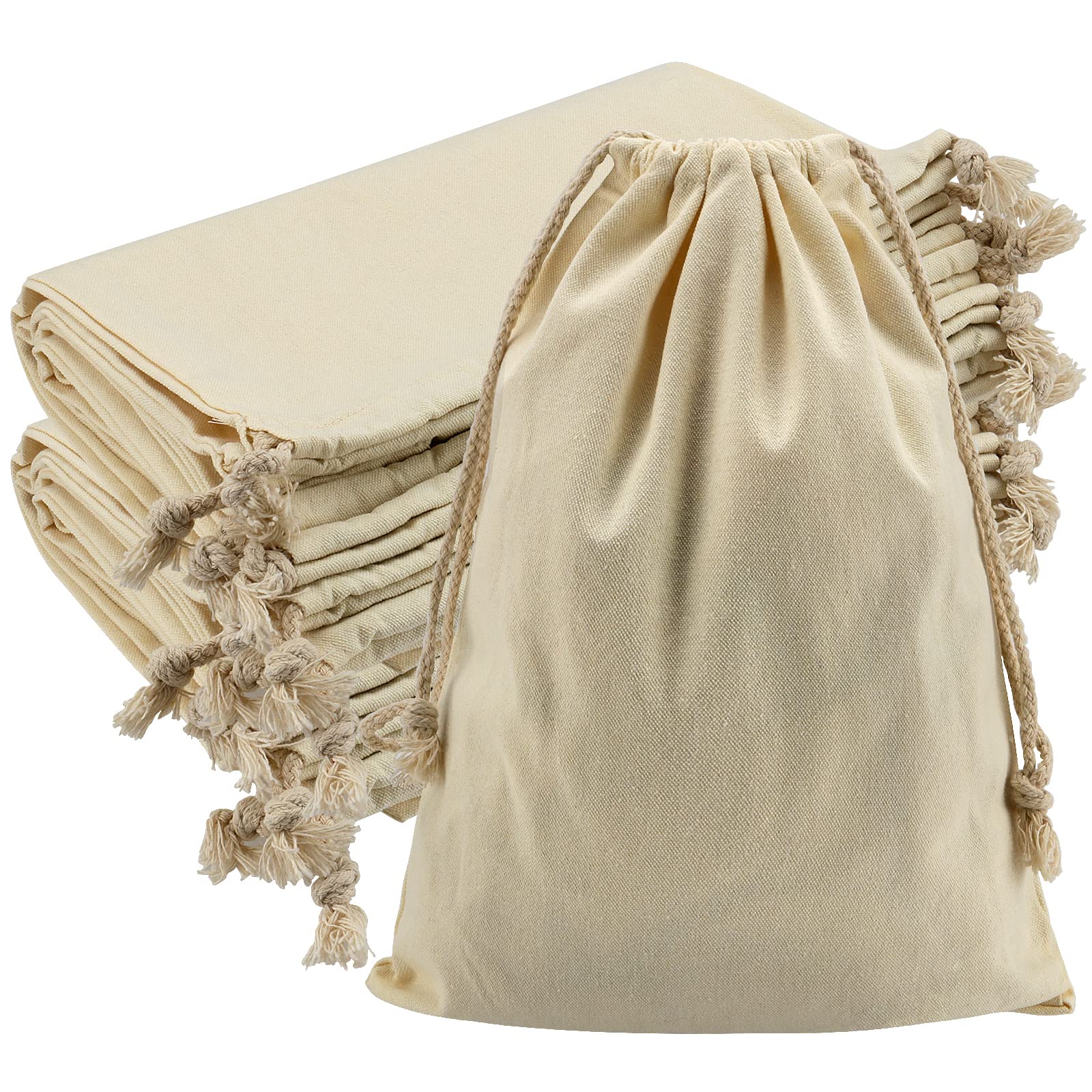 Sac portable pour chaussures et voyage en toile beige réutilisable 30 x 40 cm