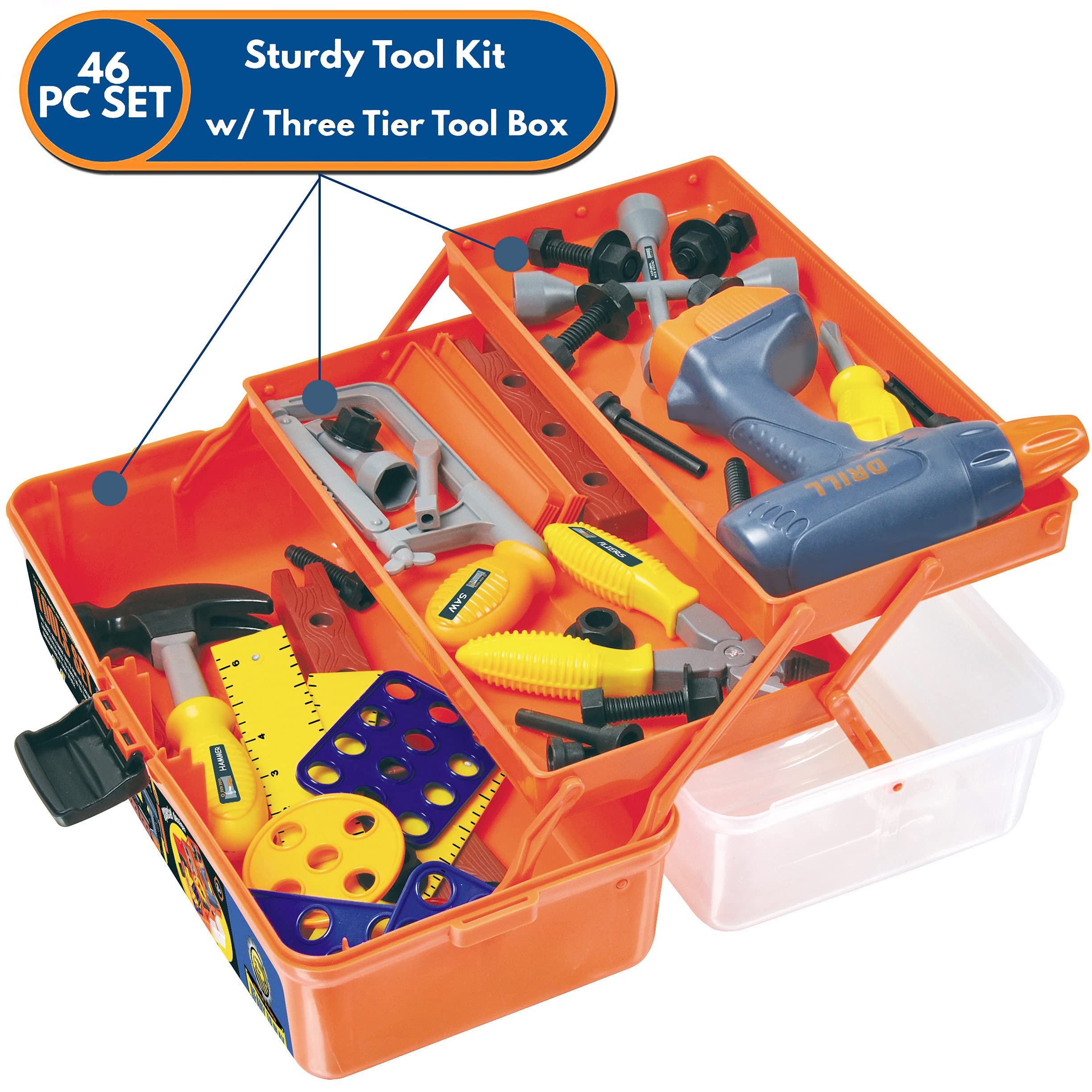 Amazon.com: 46-Pieces Deluxe Kids Handyman Pretend Play Toy Tool